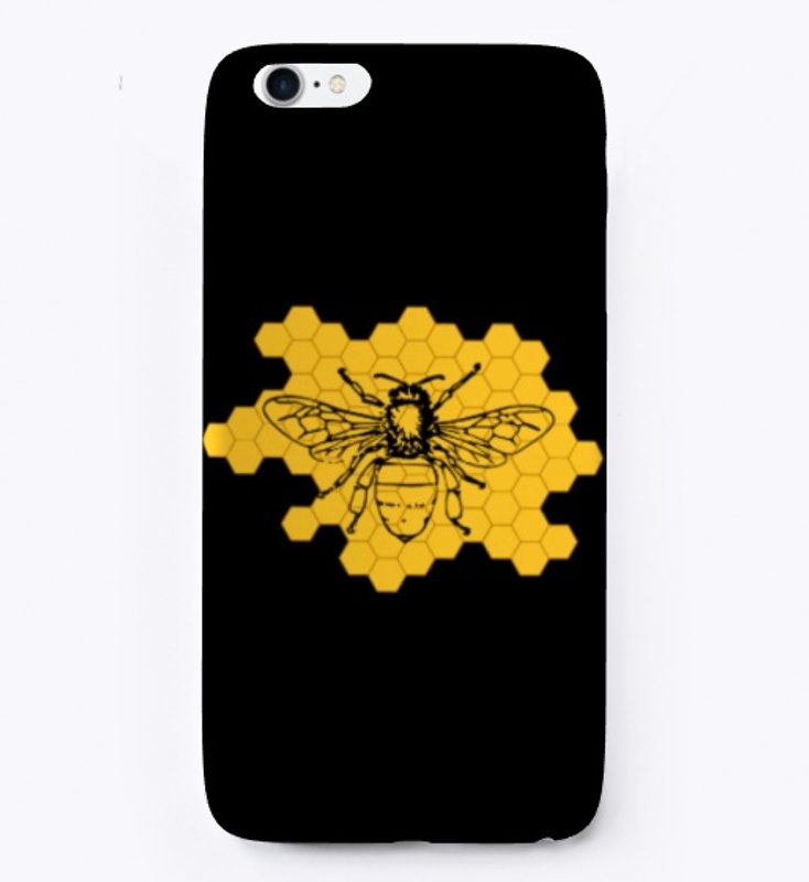 Black Bee on Yellow Honeycomb