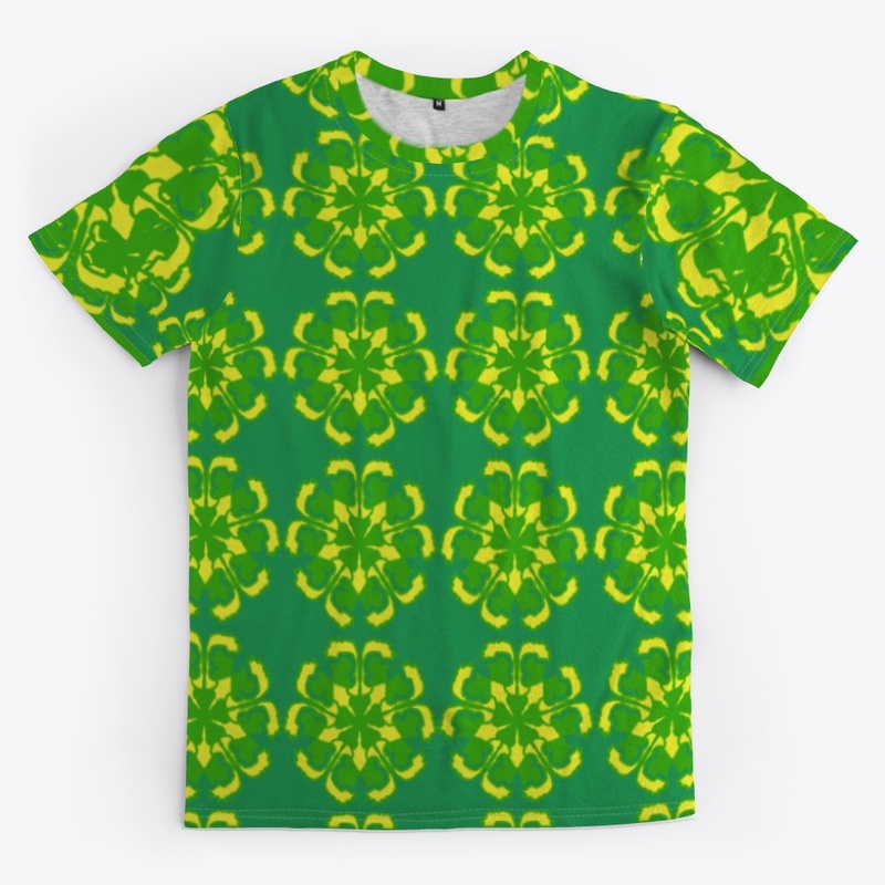 Patterned T shirt:Yellow  & Green