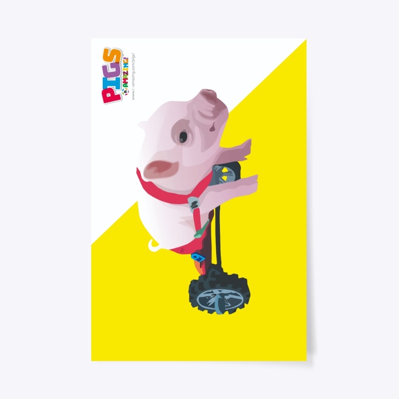 Wheelie Good Pig Poster