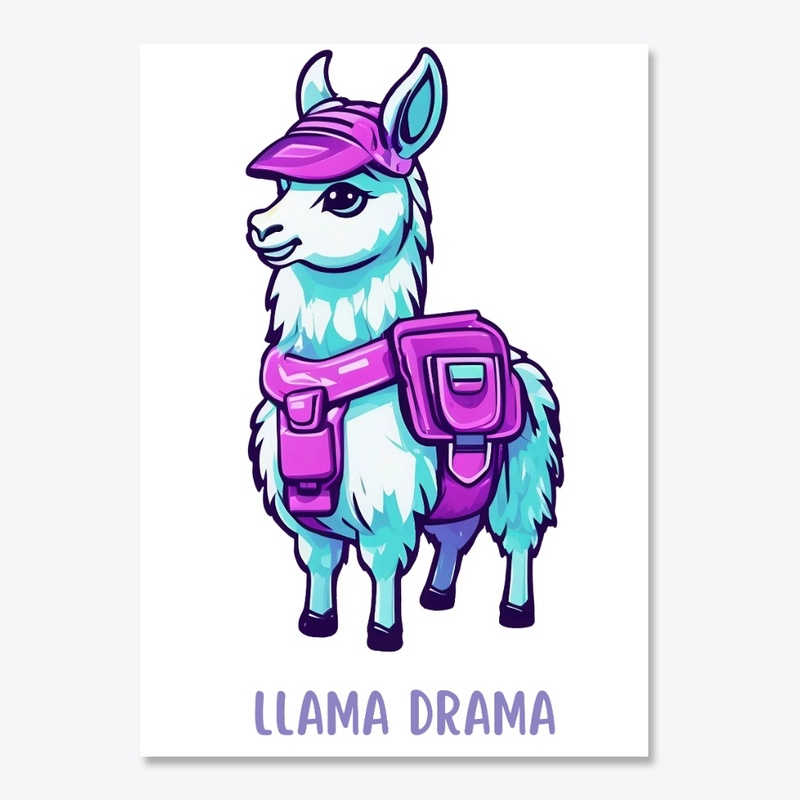 Cute Llama with Purple Hat & Backpack