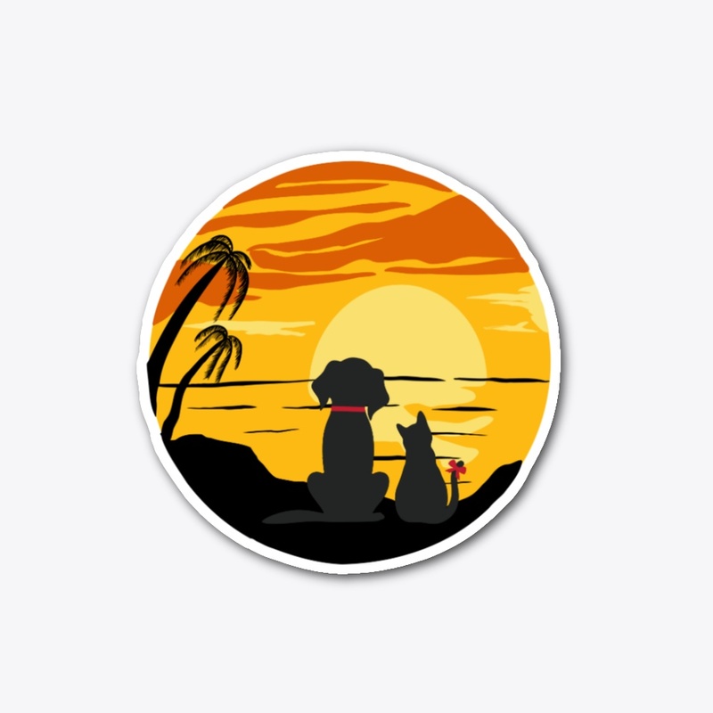 Dog and Cat Sunset