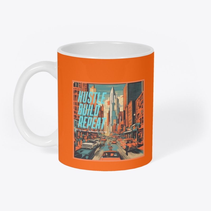 Hustle,Build,Repeat - Retro Cityscape