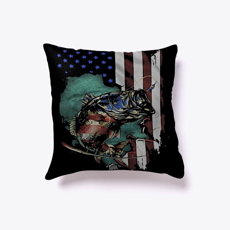 Bass Fishing American Flag