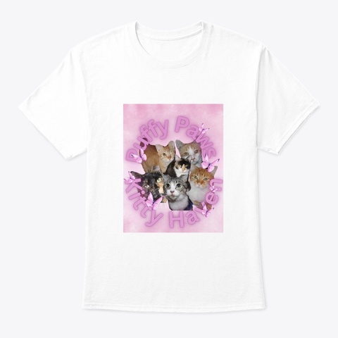 Puffy Paws Cat Lovers T Shirt White Maglietta Front