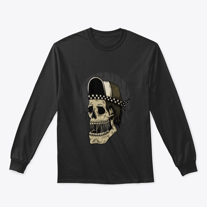 Skull head wearing hat