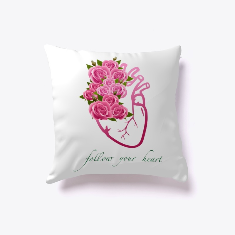 Follow Your Heart Art with Pink Roses