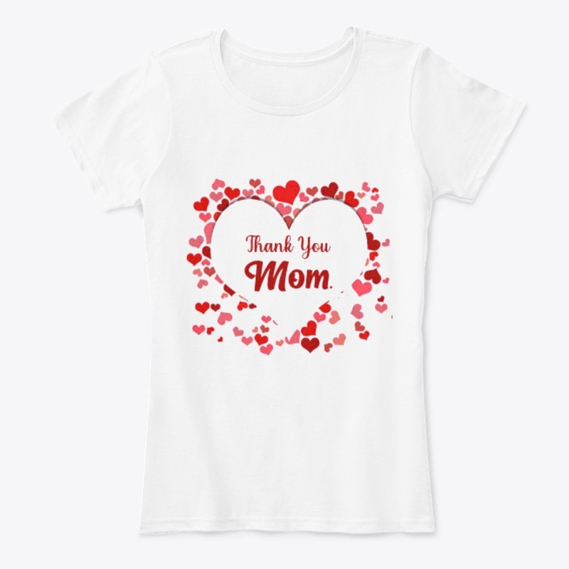 Thank You Mom with red hearts design