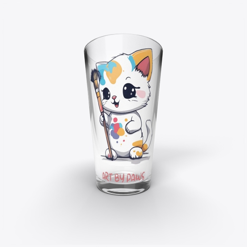 Cute Cat Painter holding Brush