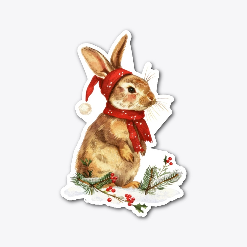 Christmas Rabbit Sticker