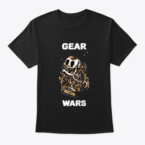 Space Alien Ufo Gear Wars Design Black T-Shirt Front