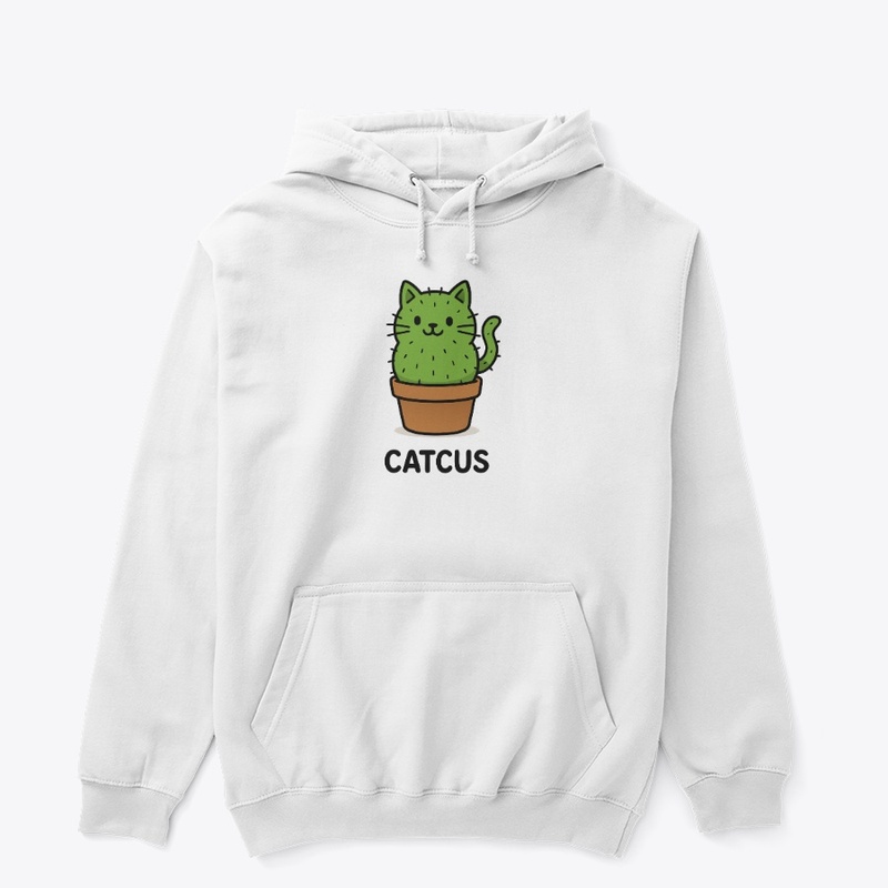Cute Cartoon Cat Cactus Illustration