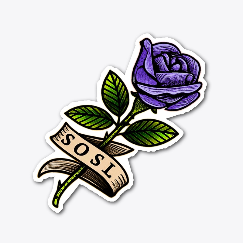 Single Rose purple XL sticker 6 inch