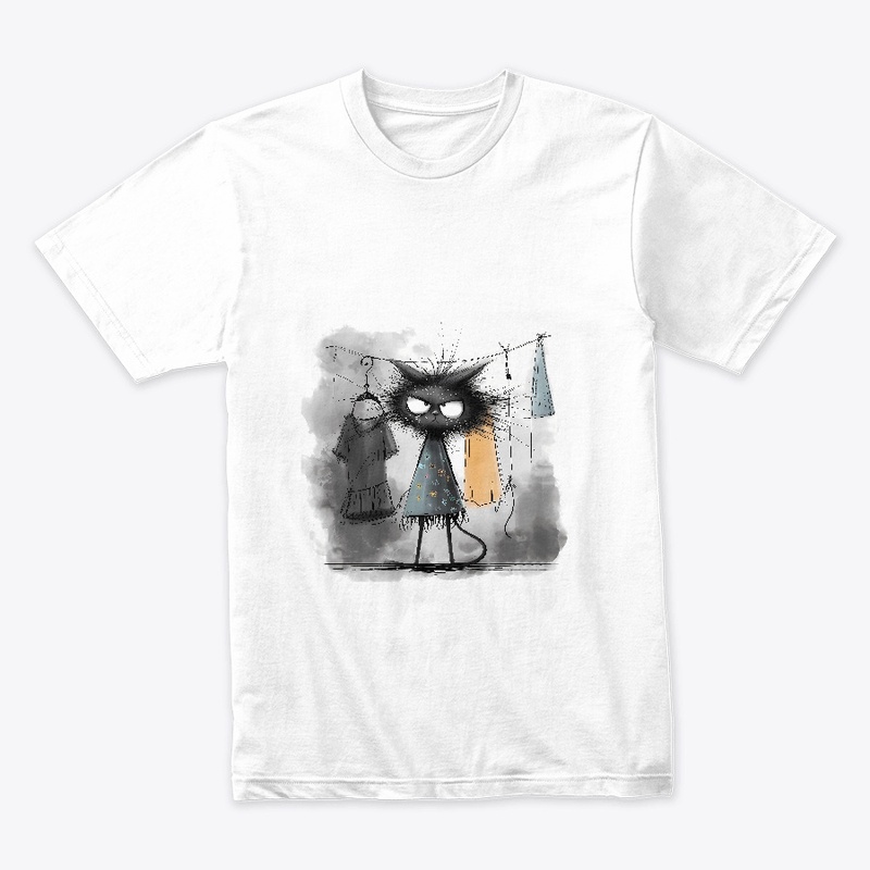 A disgruntled thin shaggy black cat
