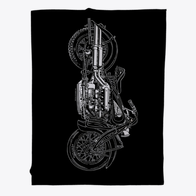 Scratchboard Upside Down 4cyl Motorcycle