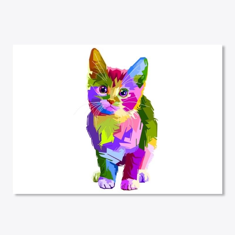 Multicolored cat printed tshirt 