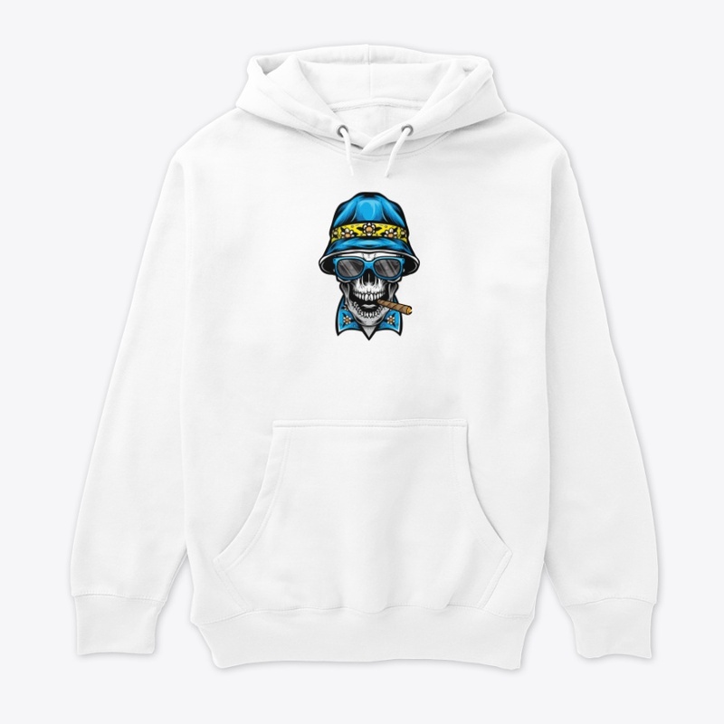 smoking skull wearing bucket hat
