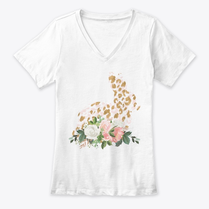 Leopard Print Bunny with Spring Flowers