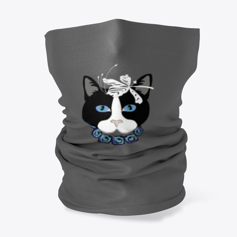 Black cat cloth face mask