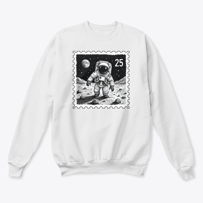 Moon Astronaut Stamp B&W