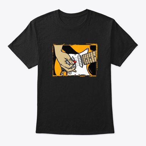 Amazing Guitar Playing Design Black T-Shirt Front