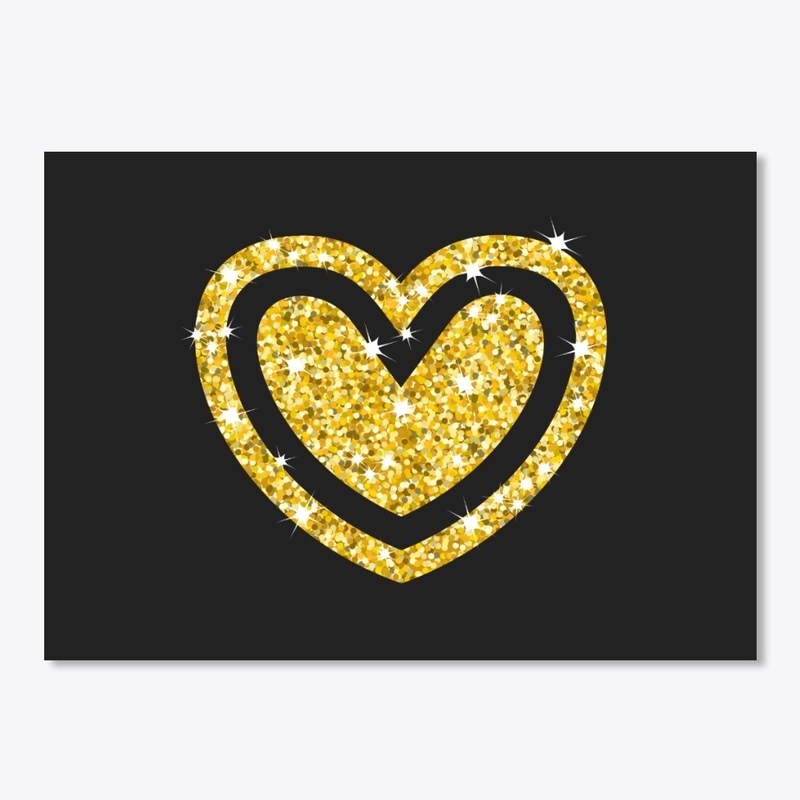 Gold Glitter Heart in Heart 