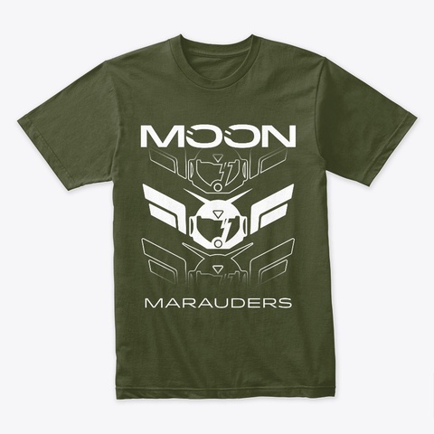 Moon Repeat Military Green áo T-Shirt Front
