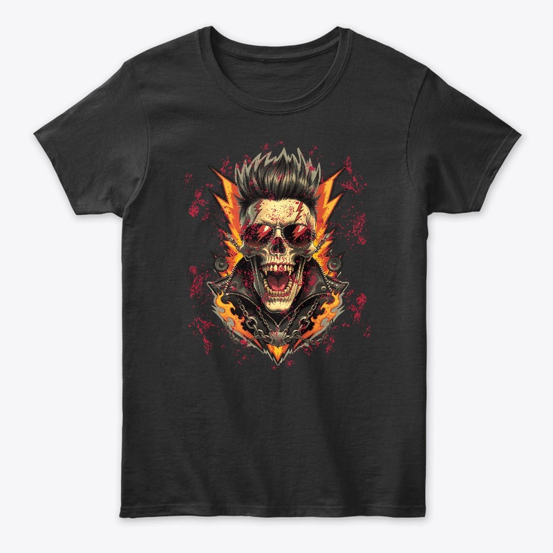 Flaming Screaming Punk Skull Mohawk