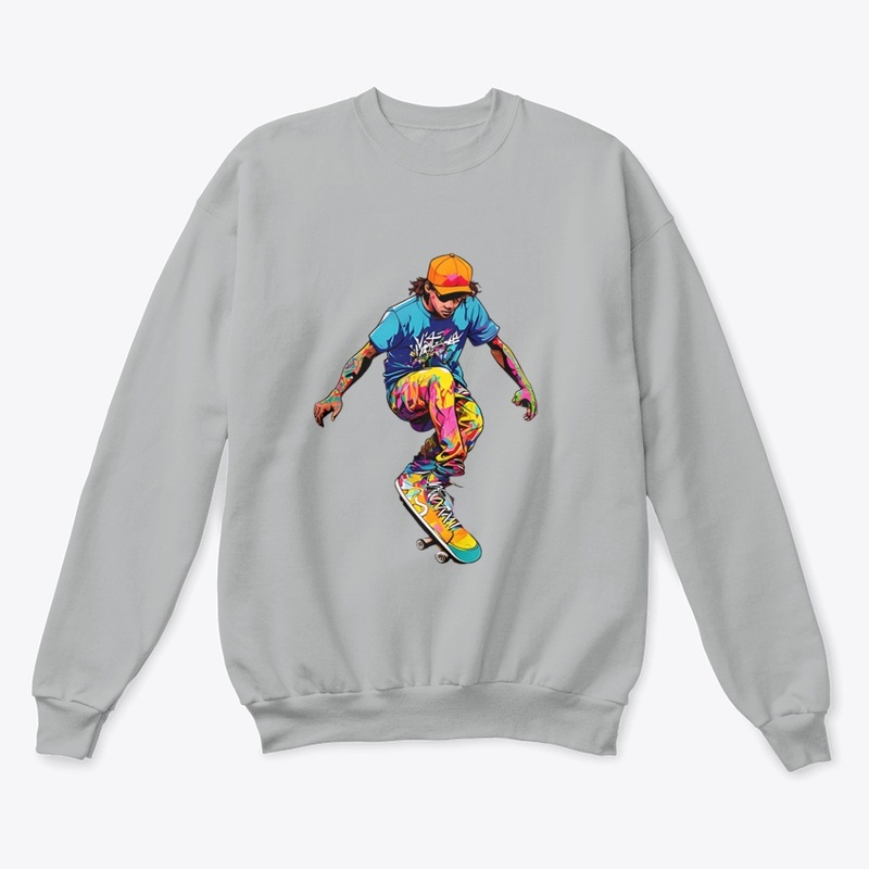 A silhouette of a skater