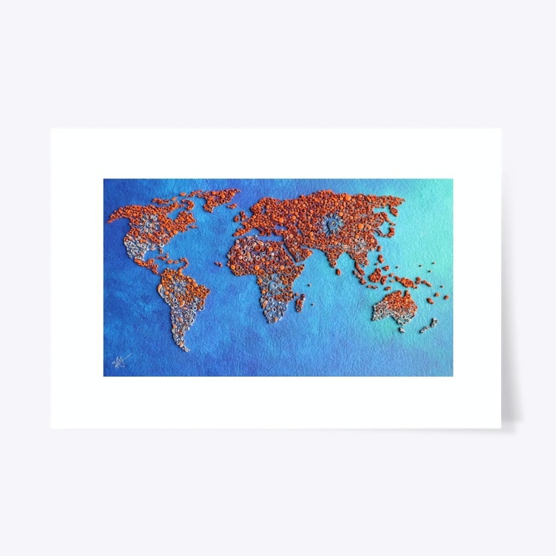 World  Map in Paper quilling design