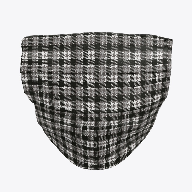 black white plaid pattern  face mask