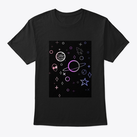 Space Doodle—Genderfluid Pride Black T-Shirt Front