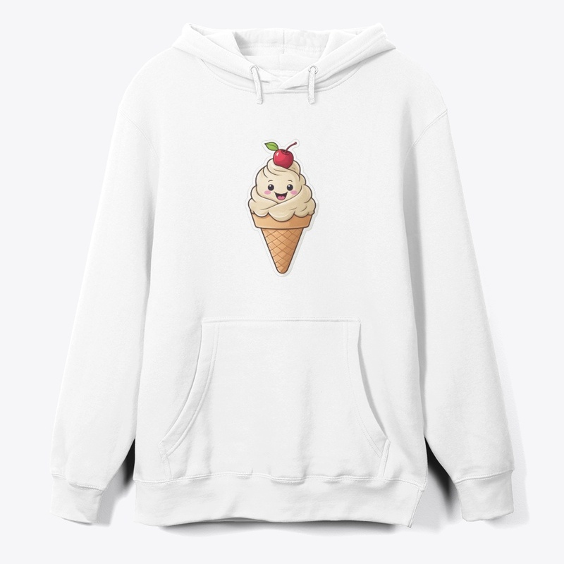 Waving Ice Cream Cute Minimal Art.