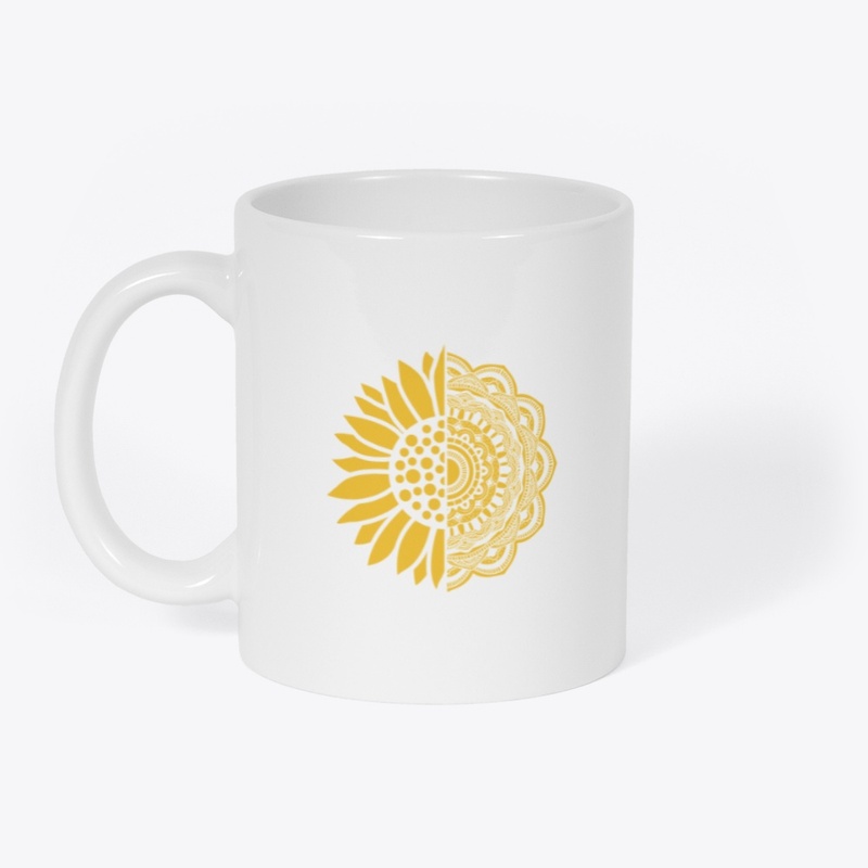 Half Yellow Flower half Mandala