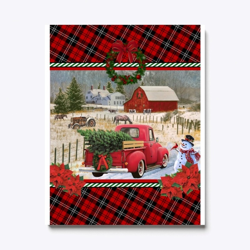 Red Truck Christmas Tree Horse Farm Gift