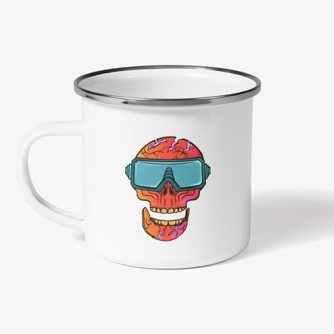 Graphic Camping Mug White T-Shirt Front