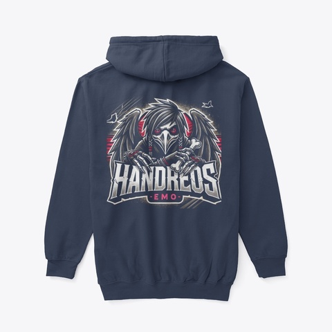 Emo Crow  Navy T-Shirt Back