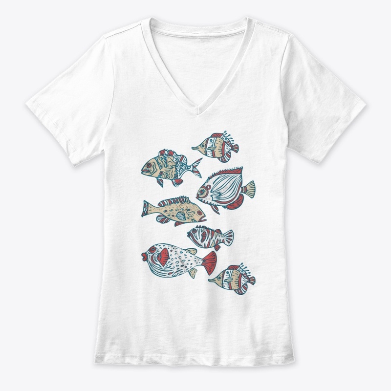 Linocut Tropical Fishes