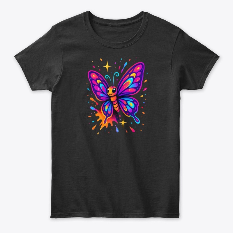 Colorful Neon Butterfly Cartoon Art