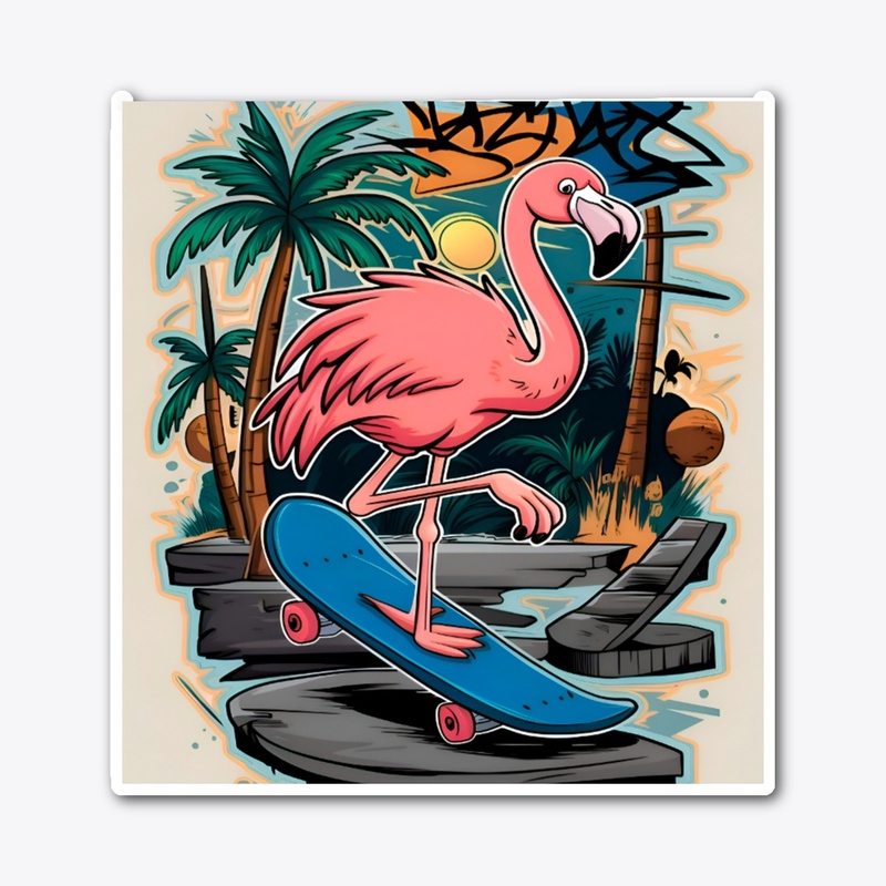 Skating Flamingo Paradise