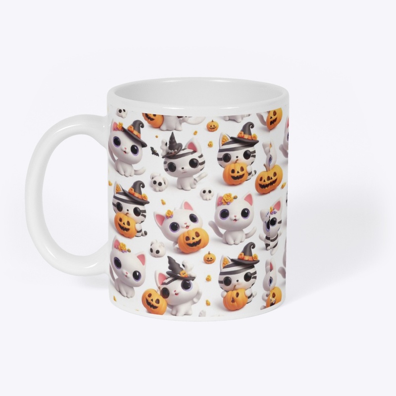 Whimsical Halloween kitty party Mug 