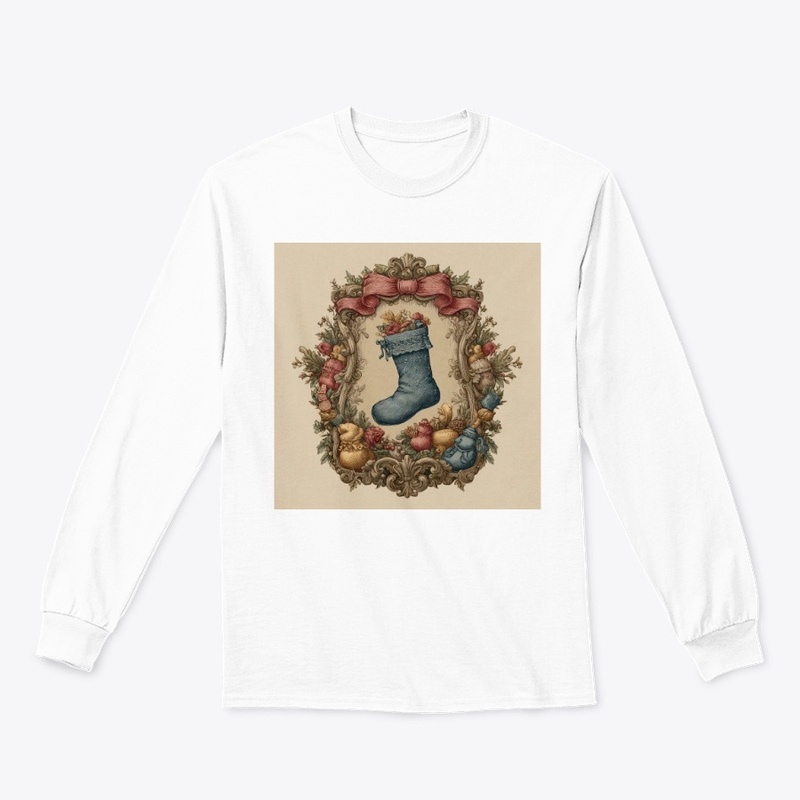 Vintage Christmas Stocking Floral Frame