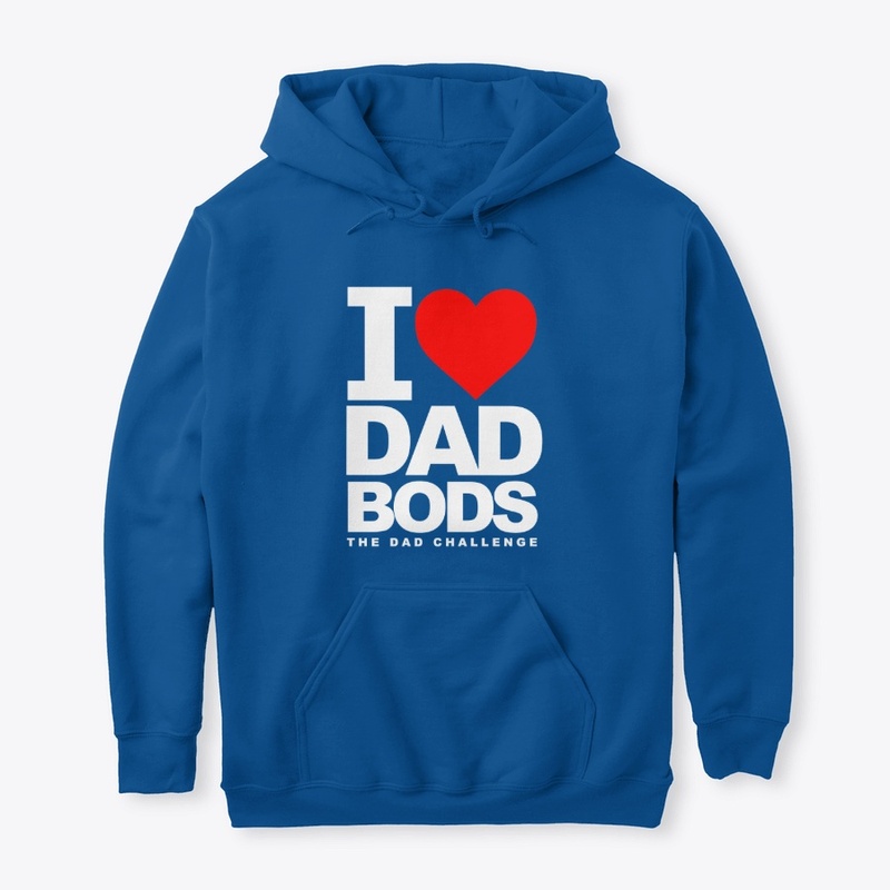 I heart dad bods white text