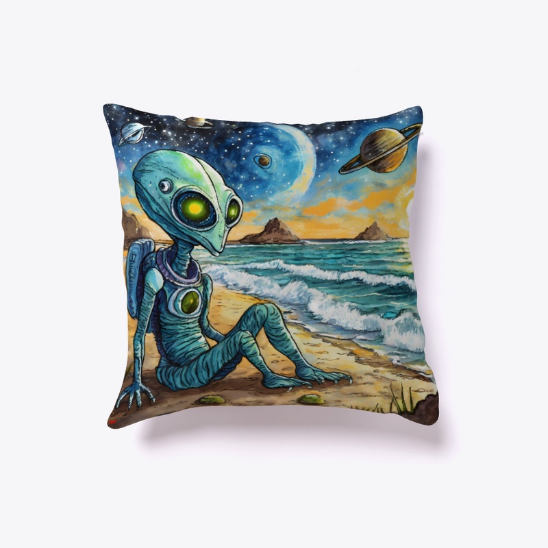 Space alien at the beach