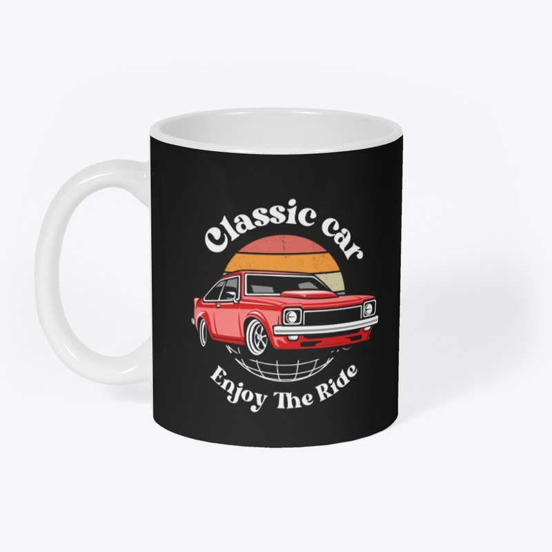 Black Red Classic Vintage Car T Shirt 