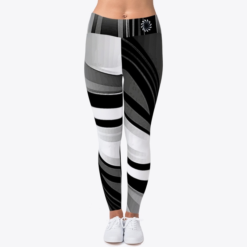 Leggings Yoga Pants Black White Swirl 