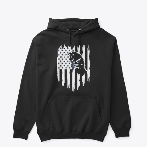 Eagle In Flag Black T-Shirt Front