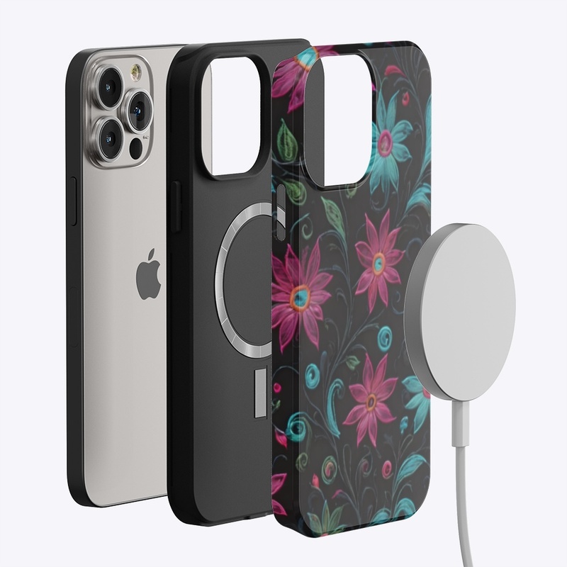Dark floral MagSafe iPhone case