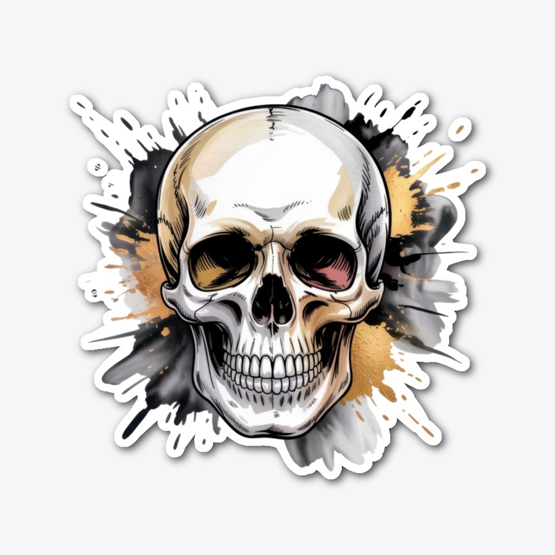 Skull and ink splashes