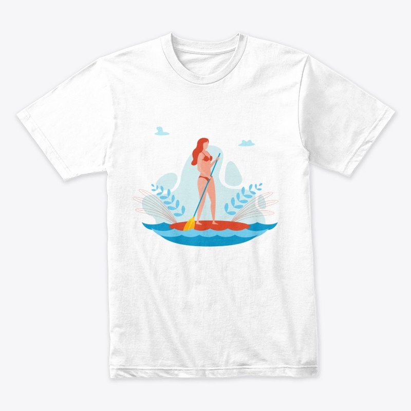 SUP paddle board woman illustration