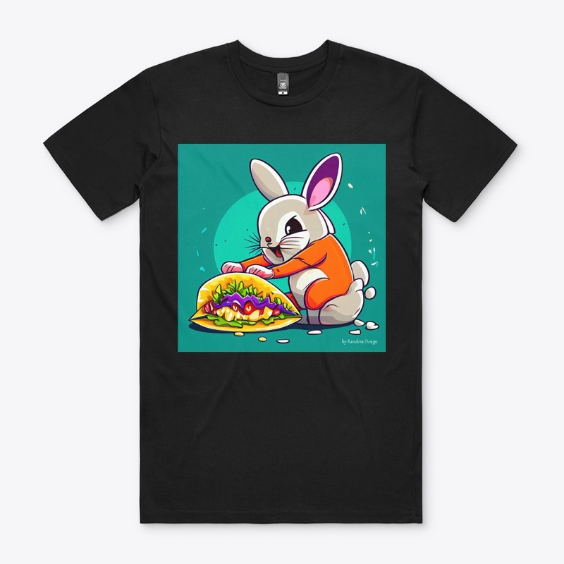 Bunny eating a taco under a rainbow